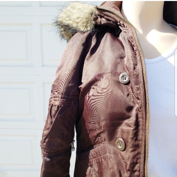TNA Brown Puffer with Faux Fur Trimming - Picture 4 of 4